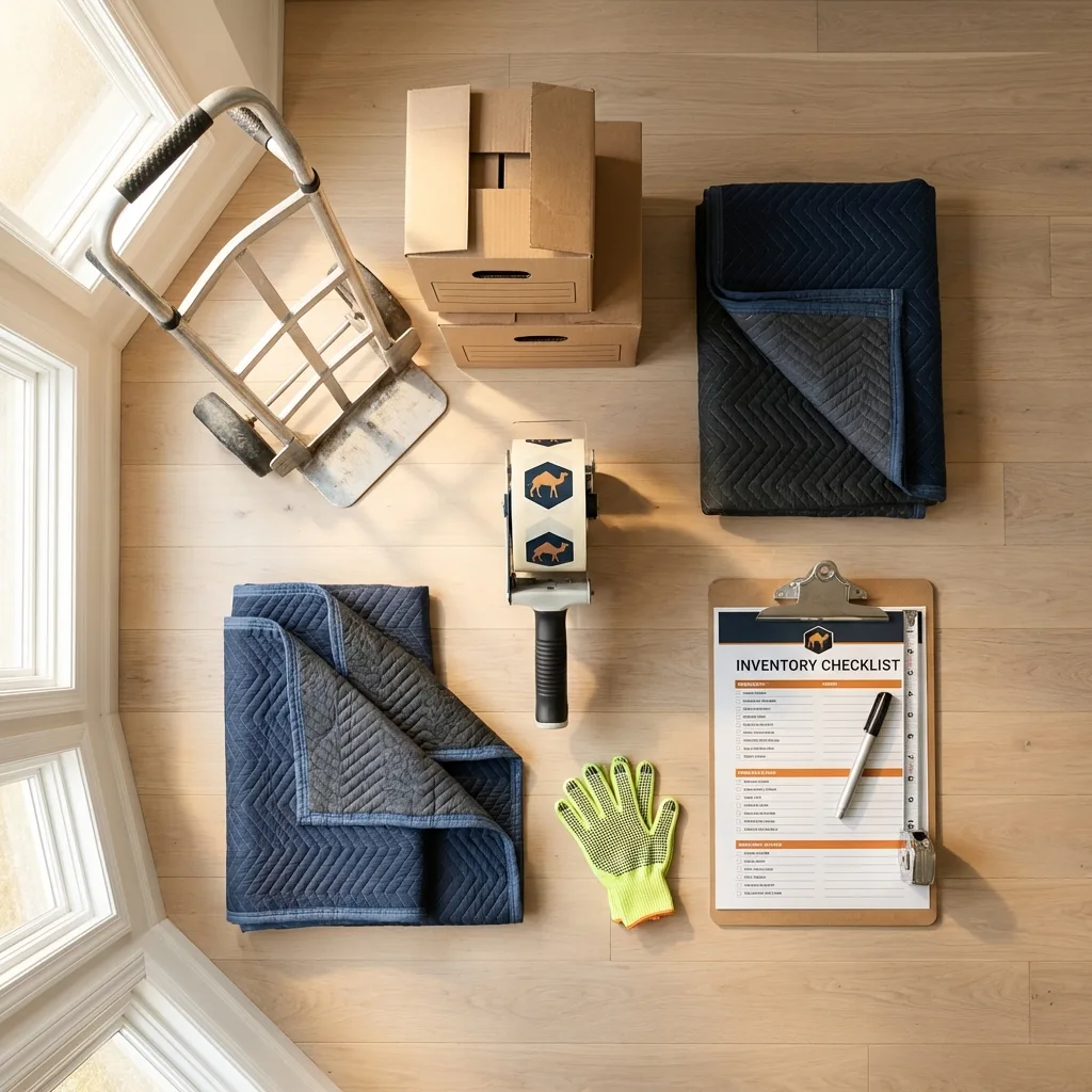 Professional moving supplies and packing materials layout for Grundy residential relocations